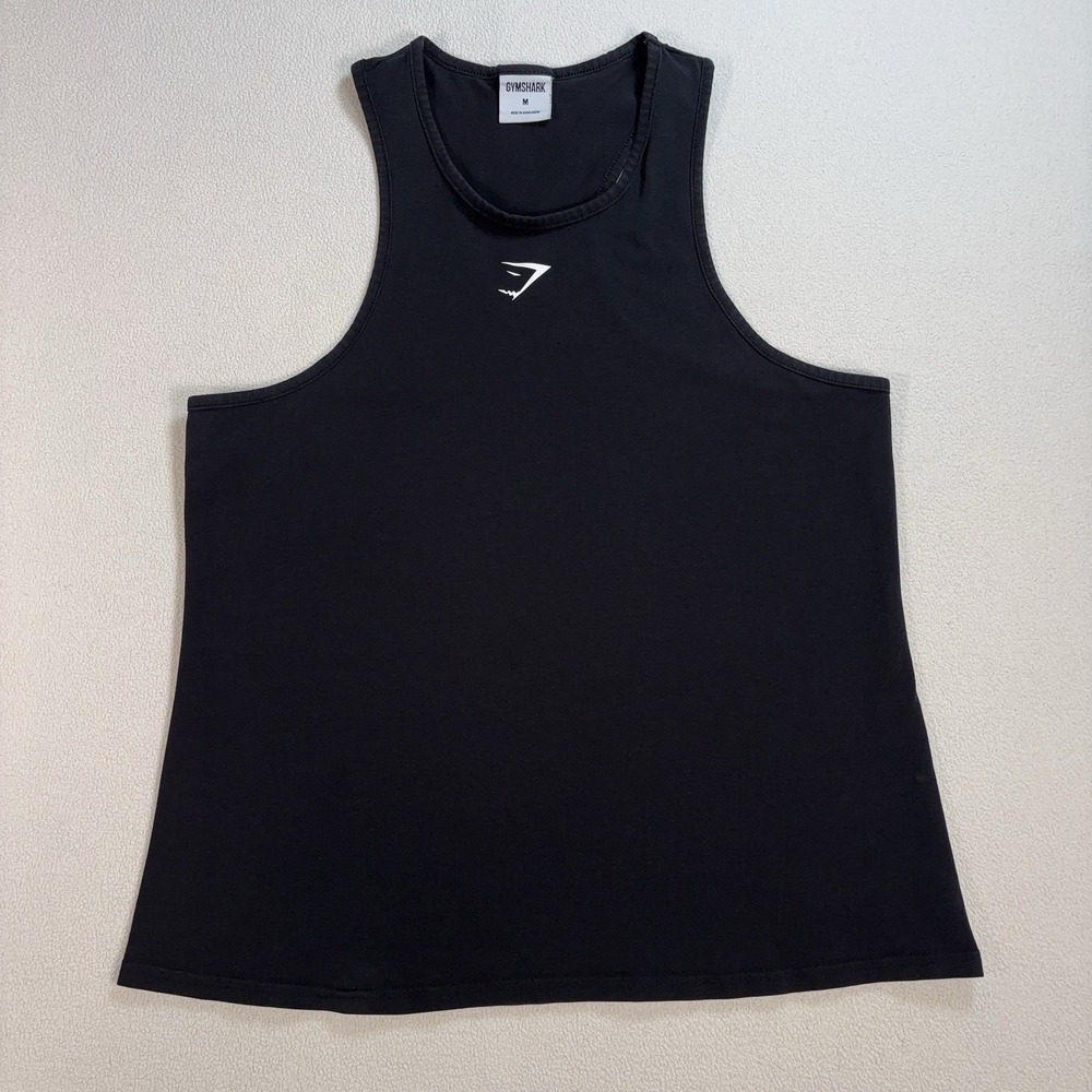 Gymshark Center Logo Stringer Tank‎ Top Men's M Black Stretch Gym Workout